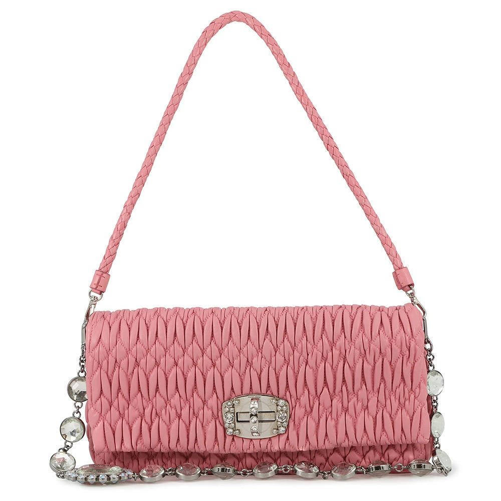 Miu Miu Shoulder Bag Nappa Crystal Matelasse Bijou Clutch